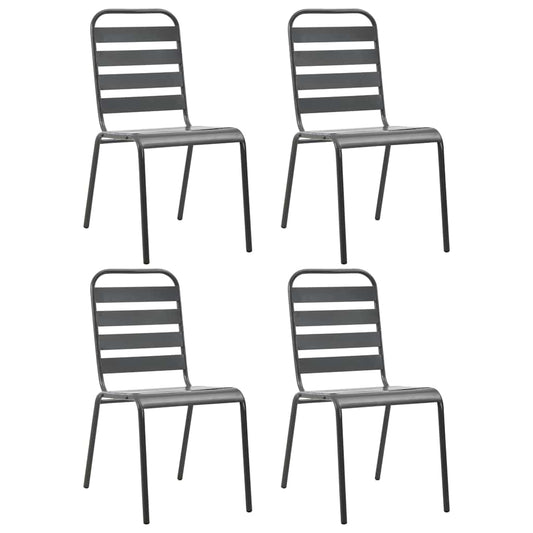 310155 vidaXL Outdoor Chairs 4 pcs Slatted Design Steel Dark Grey