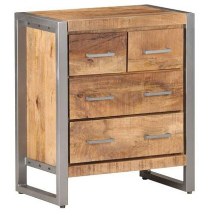 vidaXL Sideboard | Natural wood, grey | Rough mango wood, iron | 60x35x70 cm