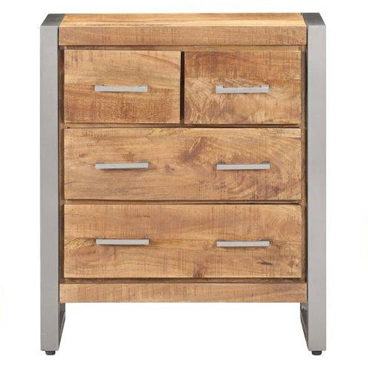 vidaXL Sideboard | Natural wood, grey | Rough mango wood, iron | 60x35x70 cm
