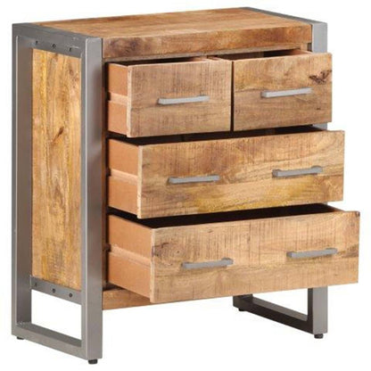 vidaXL Sideboard | Natural wood, grey | Rough mango wood, iron | 60x35x70 cm