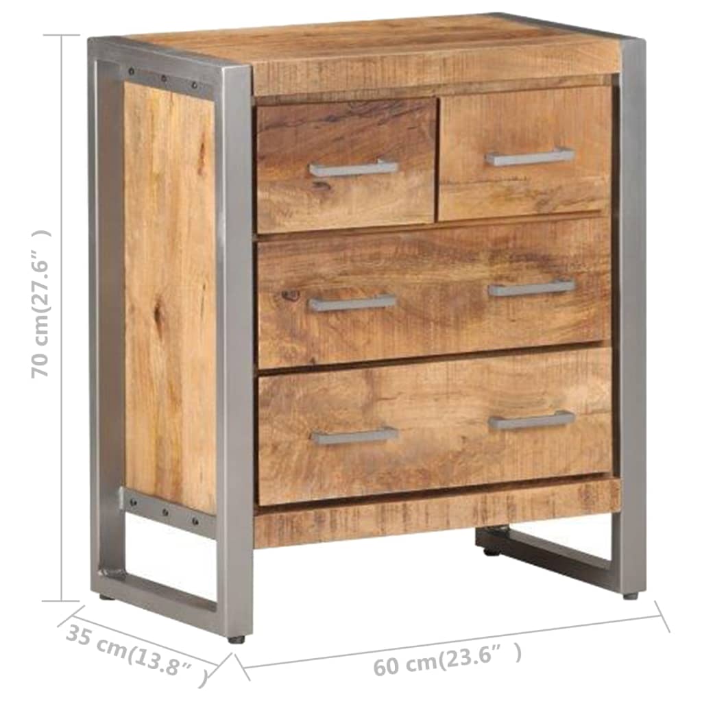 vidaXL Sideboard | Natural wood, grey | Rough mango wood, iron | 60x35x70 cm