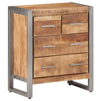 vidaXL Sideboard | Natural wood, grey | Rough mango wood, iron | 60x35x70 cm