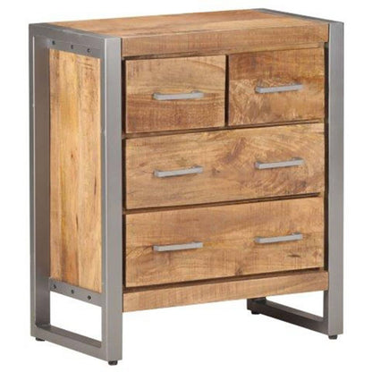 vidaXL Sideboard | Natural wood, grey | Rough mango wood, iron | 60x35x70 cm