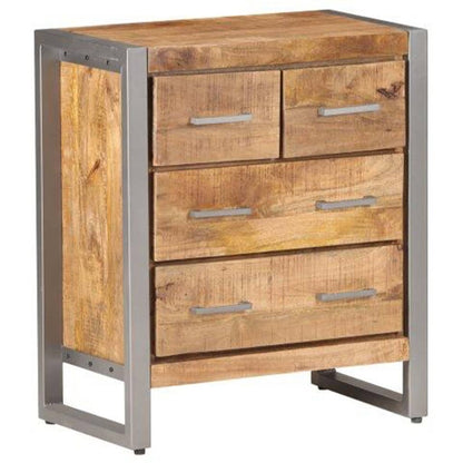 vidaXL Sideboard | Natural wood, grey | Rough mango wood, iron | 60x35x70 cm