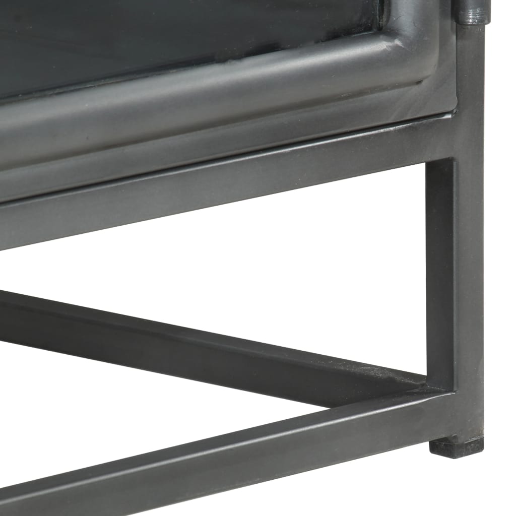 vidaXL Bedside Cabinet | Grey | Solid acacia wood, glass, steel | Medium
