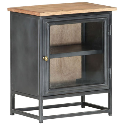 vidaXL Bedside Cabinet | Grey | Solid acacia wood, glass, steel | Medium
