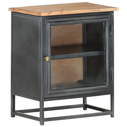vidaXL Bedside Cabinet | Grey | Solid acacia wood, glass, steel | Medium