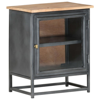 vidaXL Bedside Cabinet | Grey | Solid acacia wood, glass, steel | Medium