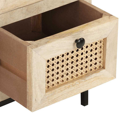 323508 vidaXL Sideboard 60x35x70 cm Solid Mango Wood and Natural Cane