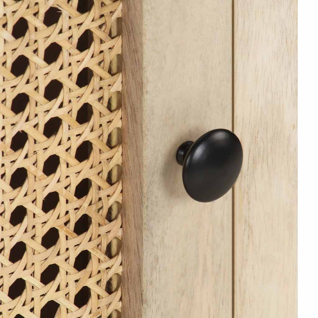 323509 vidaXL Bedside Cabinet 40x30x50 cm Solid Mango Wood and Natural Cane