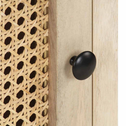 323509 vidaXL Bedside Cabinet 40x30x50 cm Solid Mango Wood and Natural Cane