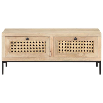 323511 vidaXL Coffee Table 90x50x37 cm Solid Mango Wood and Natural Cane