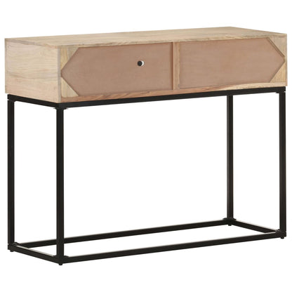 vidaXL Console Table 100x35x76 cm Solid Mango Wood and Natural Cane