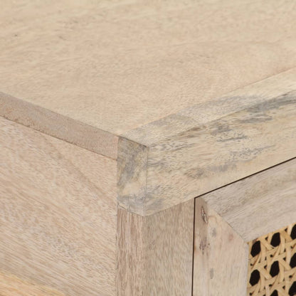 vidaXL Console Table 100x35x76 cm Solid Mango Wood and Natural Cane