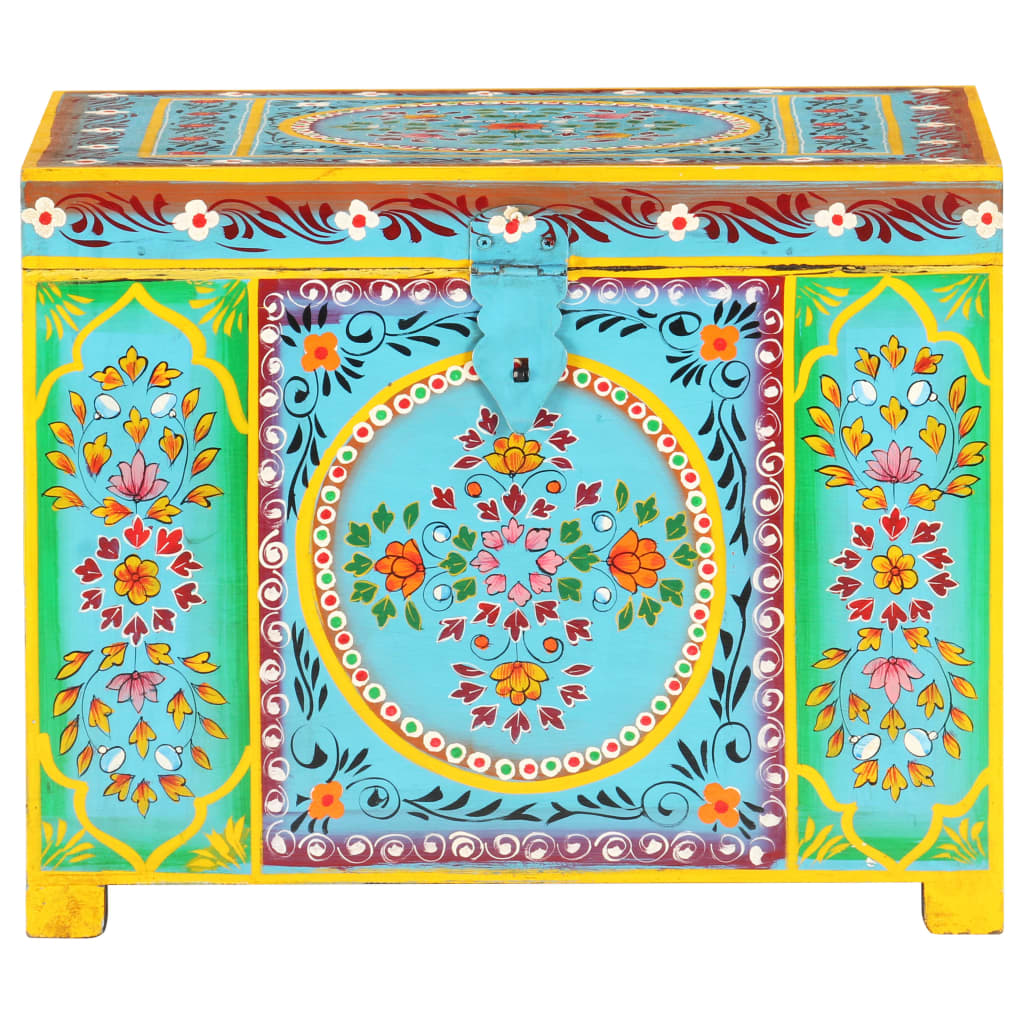 vidaXL Hand Painted Storage Box 50x40x40 cm Solid Mango Wood