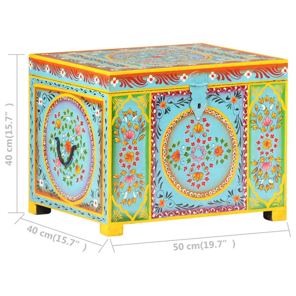 vidaXL Hand Painted Storage Box 50x40x40 cm Solid Mango Wood