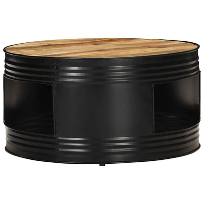 321931 vidaXL Coffee Table Black 68x68x36 cm Solid Rough Mango Wood