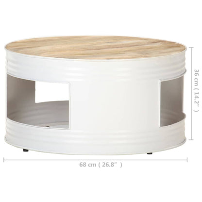 321932 vidaXL Coffee Table White 68x68x36 cm Solid Mango Wood