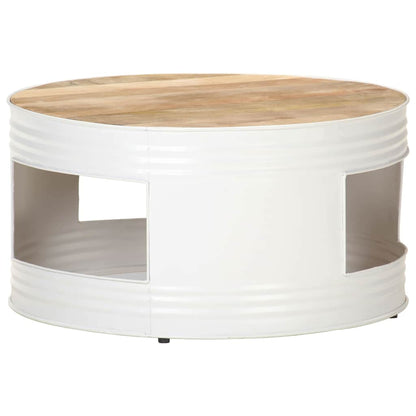 321932 vidaXL Coffee Table White 68x68x36 cm Solid Mango Wood