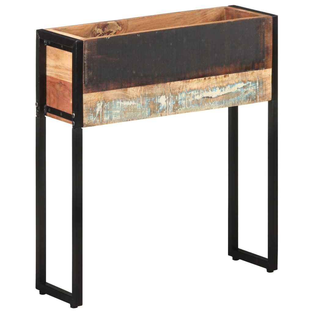 vidaXL Planter | Natural wood, Black | Solid reclaimed wood, Powder-coated steel