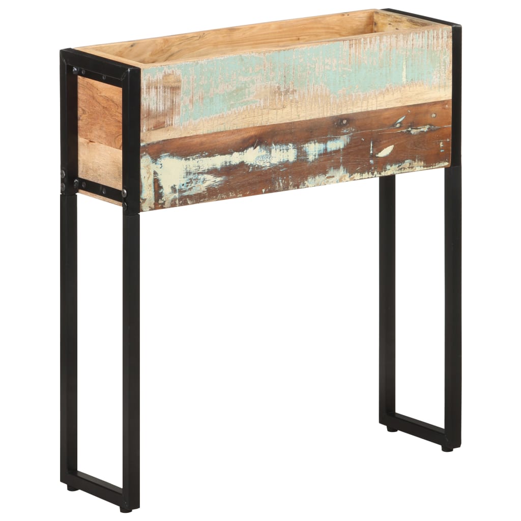 vidaXL Planter | Natural wood, Black | Solid reclaimed wood, Powder-coated steel