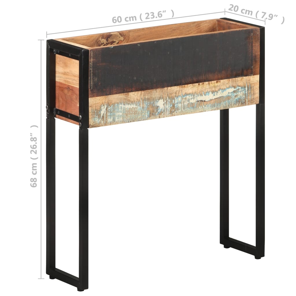 vidaXL Planter | Natural wood, Black | Solid reclaimed wood, Powder-coated steel
