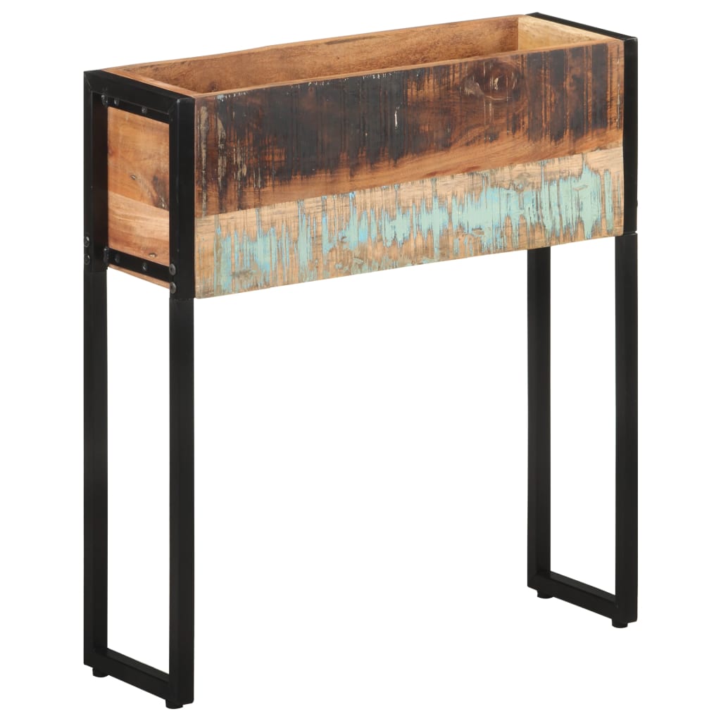 vidaXL Planter | Natural wood, Black | Solid reclaimed wood, Powder-coated steel