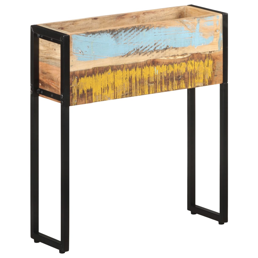 vidaXL Planter | Natural wood, Black | Solid reclaimed wood, Powder-coated steel