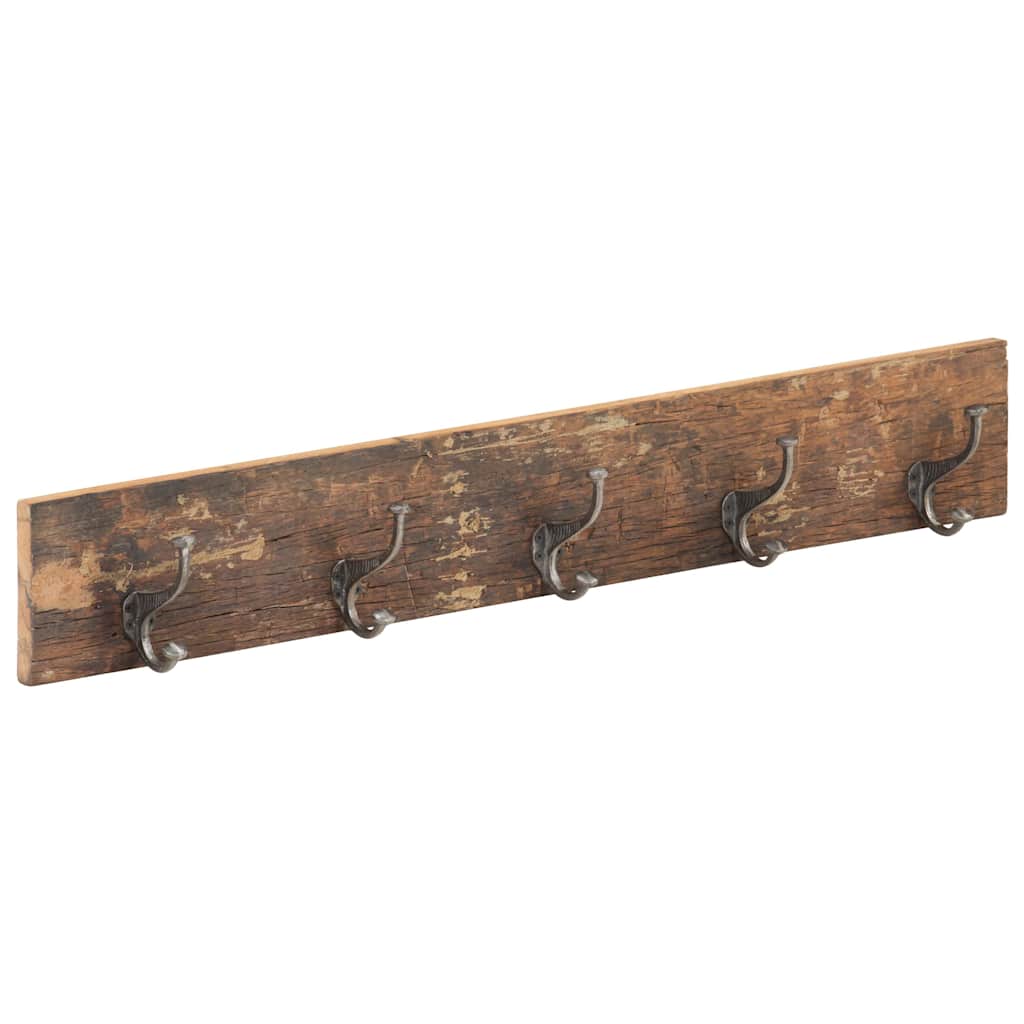 321950 vidaXL Hall Hanger with 5 Hooks 100x2,5x15 cm Solid Reclaimed Wood