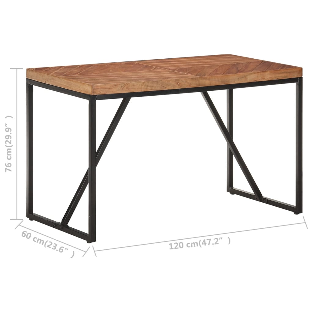vidaXL Dining Table 120x60x76 cm Solid Acacia and Mango Wood