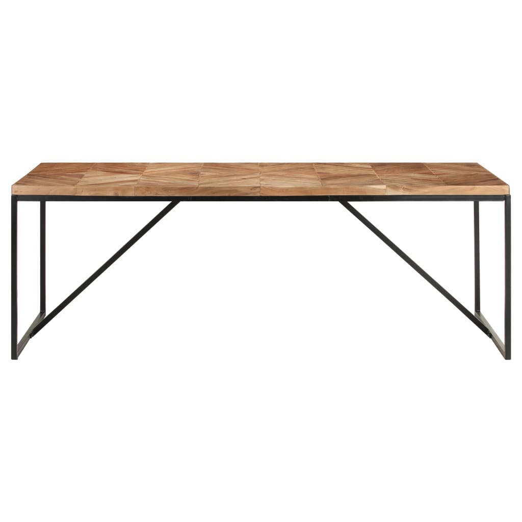 vidaXL Dining Table | Natural wood with black legs | Solid Acacia wood