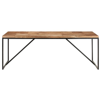 vidaXL Dining Table | Natural wood with black legs | Solid Acacia wood