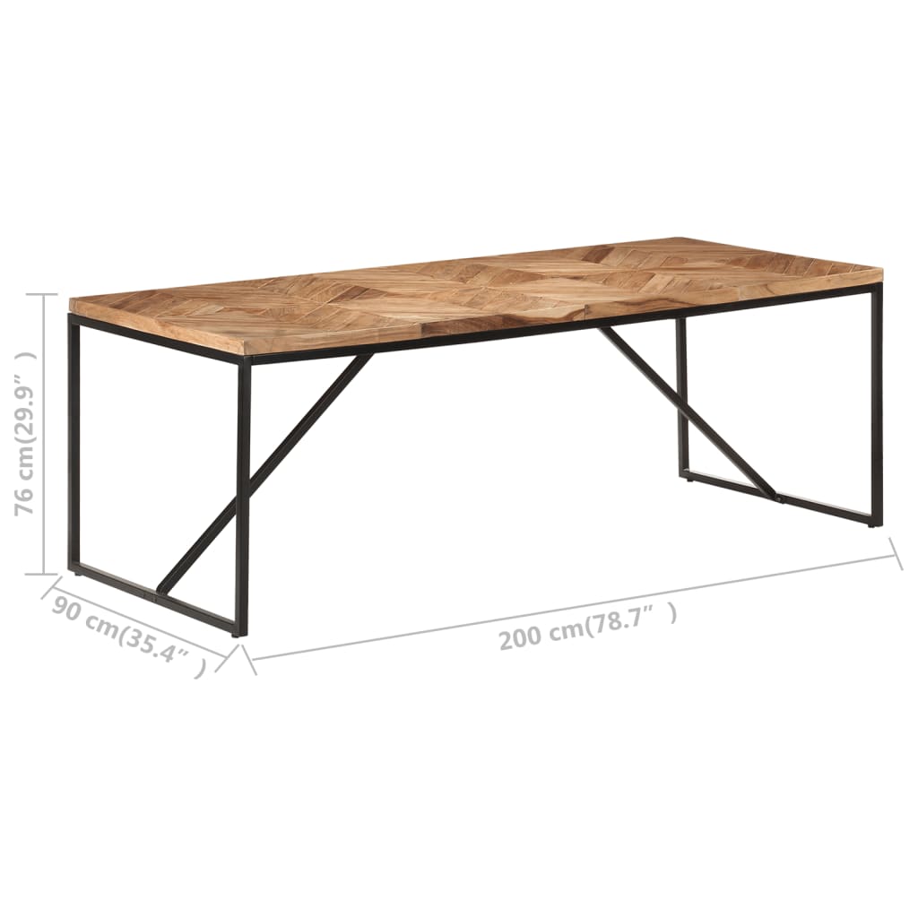 vidaXL Dining Table | Natural wood with black legs | Solid Acacia wood