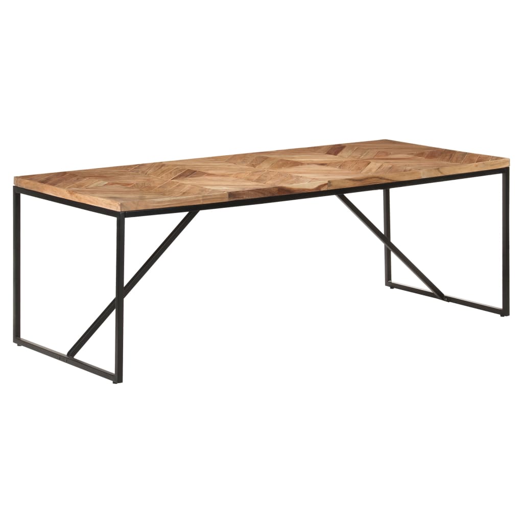 vidaXL Dining Table | Natural wood with black legs | Solid Acacia wood