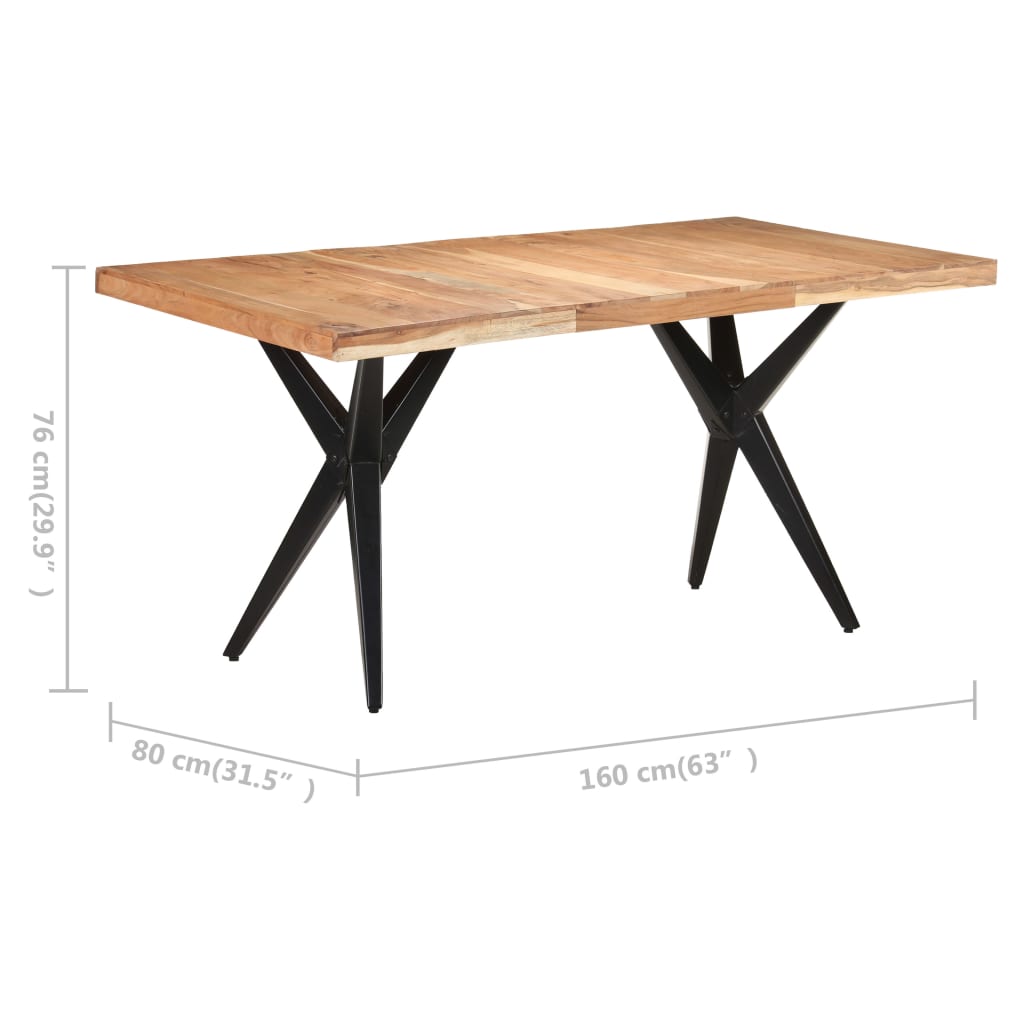 vidaXL Dining Table 160x80x76 cm Solid Acacia Wood