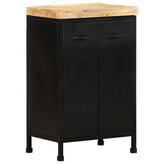 vidaXL Sideboard | Rough mango wood with a natural finish and black iron
