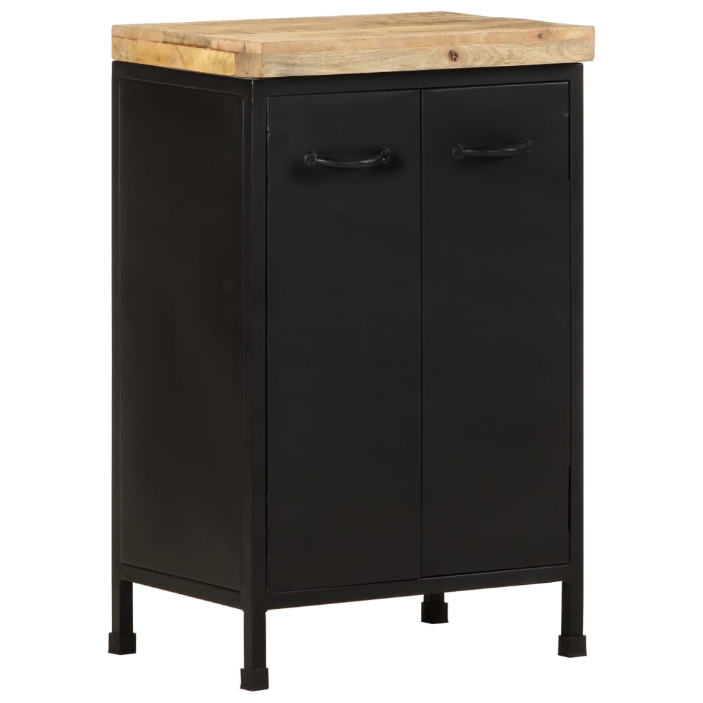 vidaXL Sideboard | Rough mango wood with a natural finish and black iron