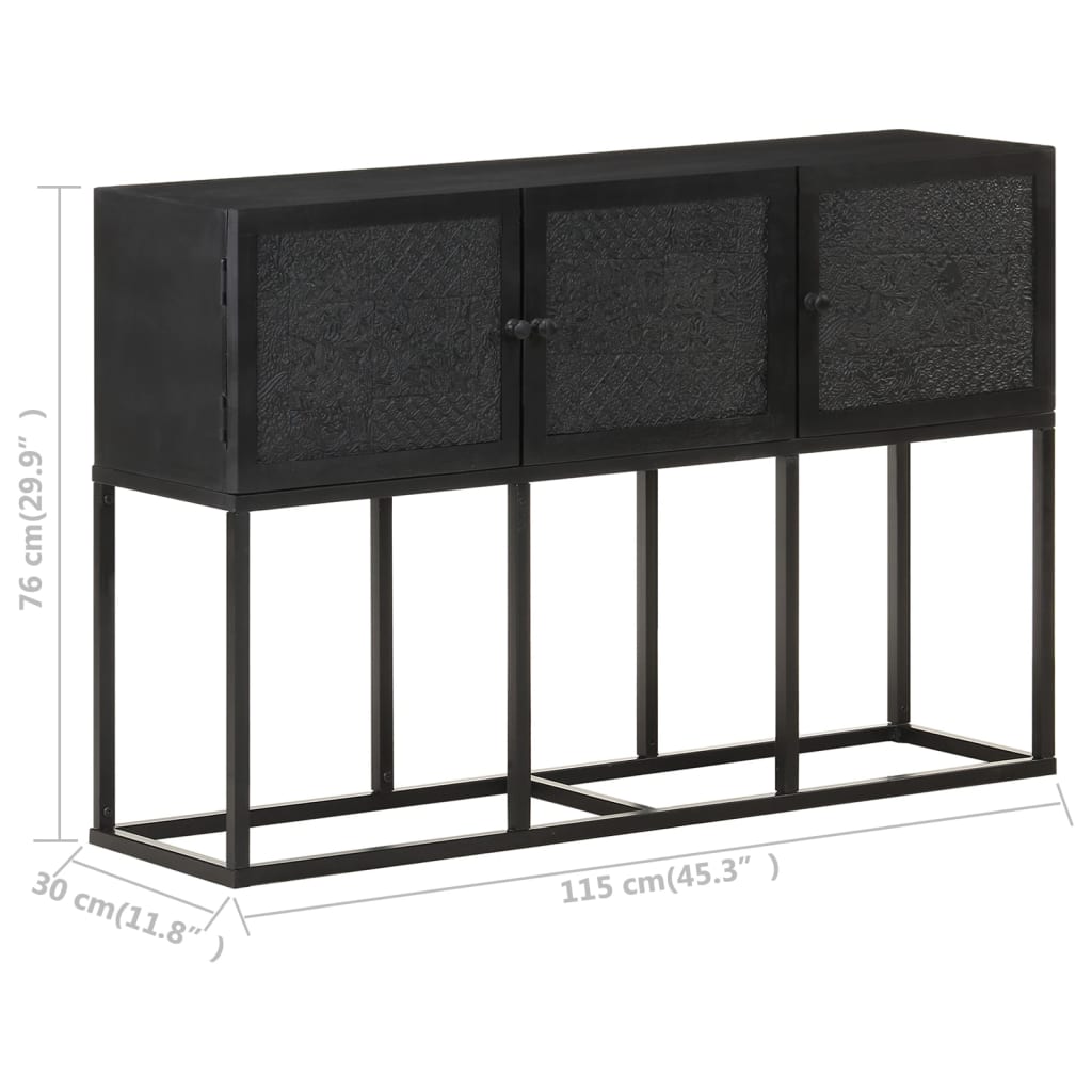 vidaXL Sideboard | Black | Solid Mango Wood | Sideboard | Rectangular