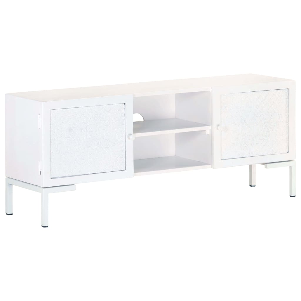 vidaXL TV Cabinet White 115x30x46 cm Solid Mango Wood