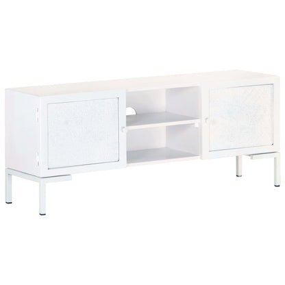 vidaXL TV Cabinet White 115x30x46 cm Solid Mango Wood