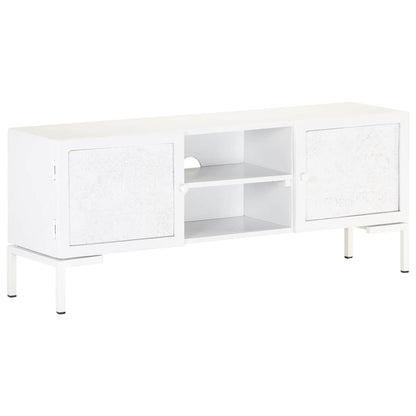 323580 vidaXL TV Cabinet White 115x30x46 cm Solid Mango Wood