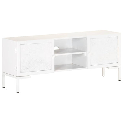 323580 vidaXL TV Cabinet White 115x30x46 cm Solid Mango Wood