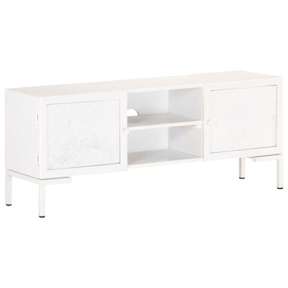 vidaXL TV Cabinet White 115x30x46 cm Solid Mango Wood