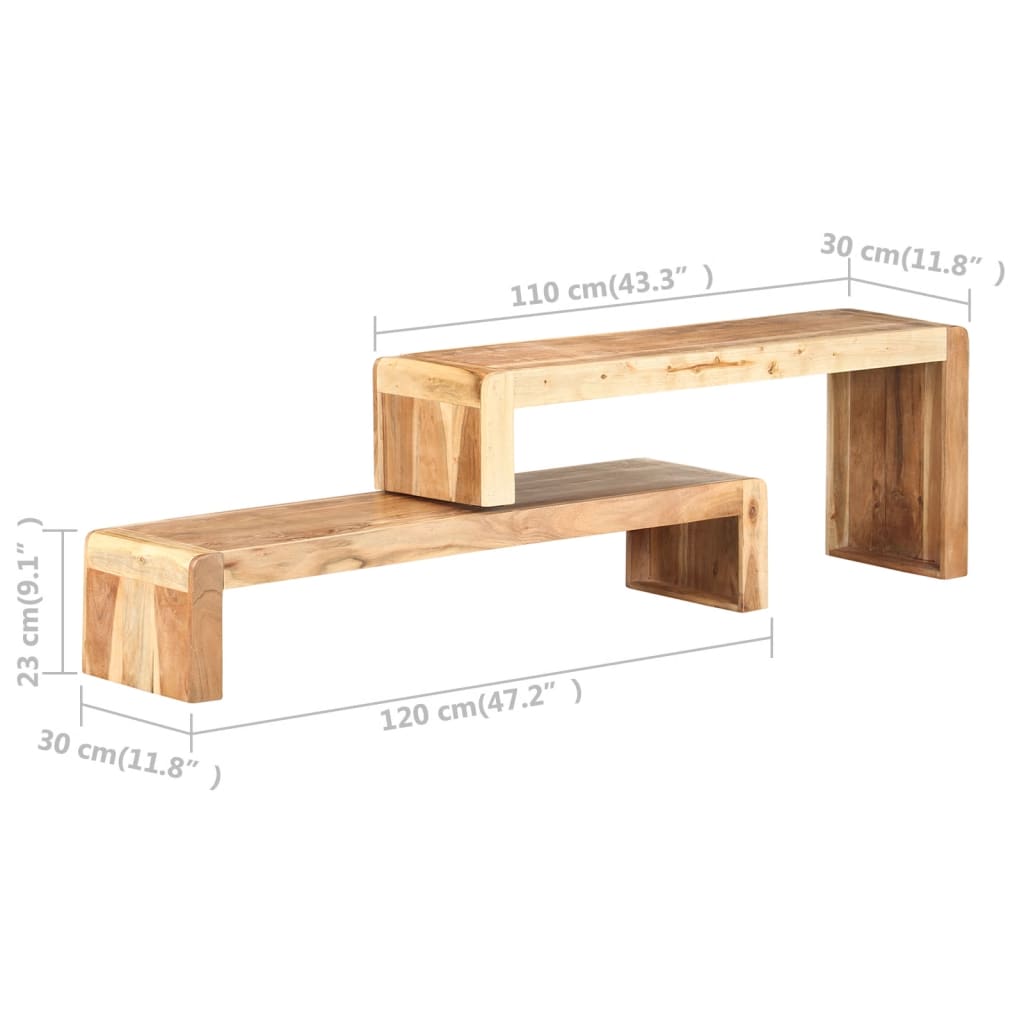 vidaXL 2 Piece TV Cabinet Solid Acacia Wood
