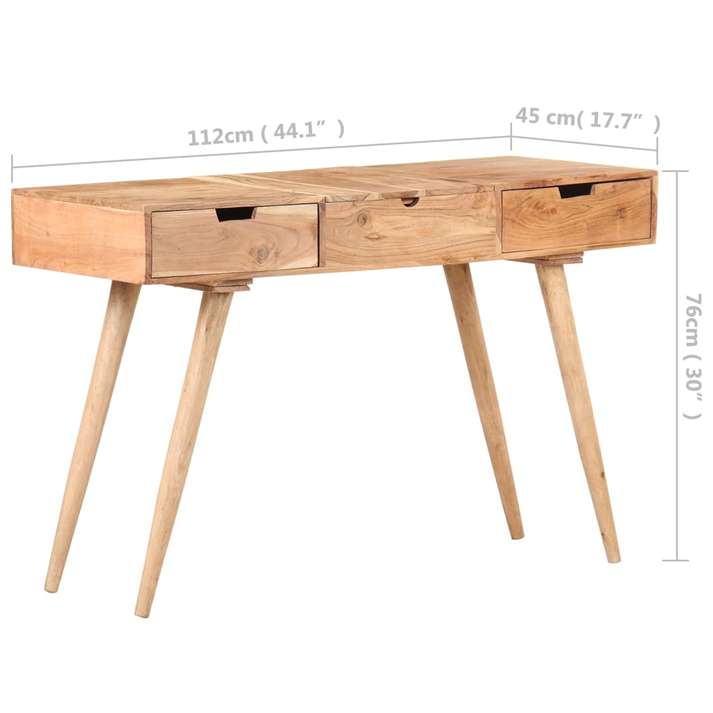 vidaXL Dressing Table with Mirror 112x45x76 cm Solid Acacia Wood