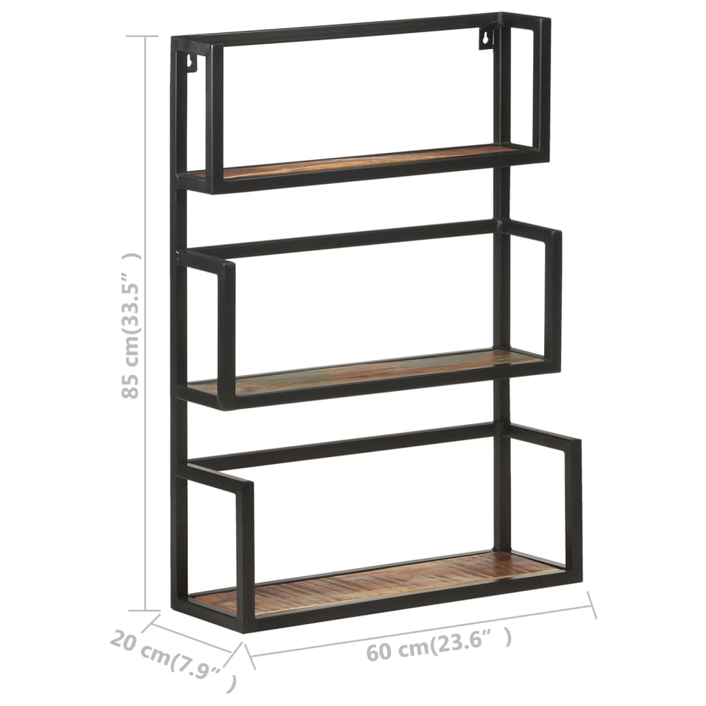 vidaXL Wall Shelf 60x20x85 cm Solid Reclaimed Wood