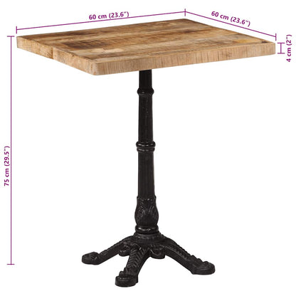 vidaXL Bistro Table 60x60x77 cm Rough Mango Wood