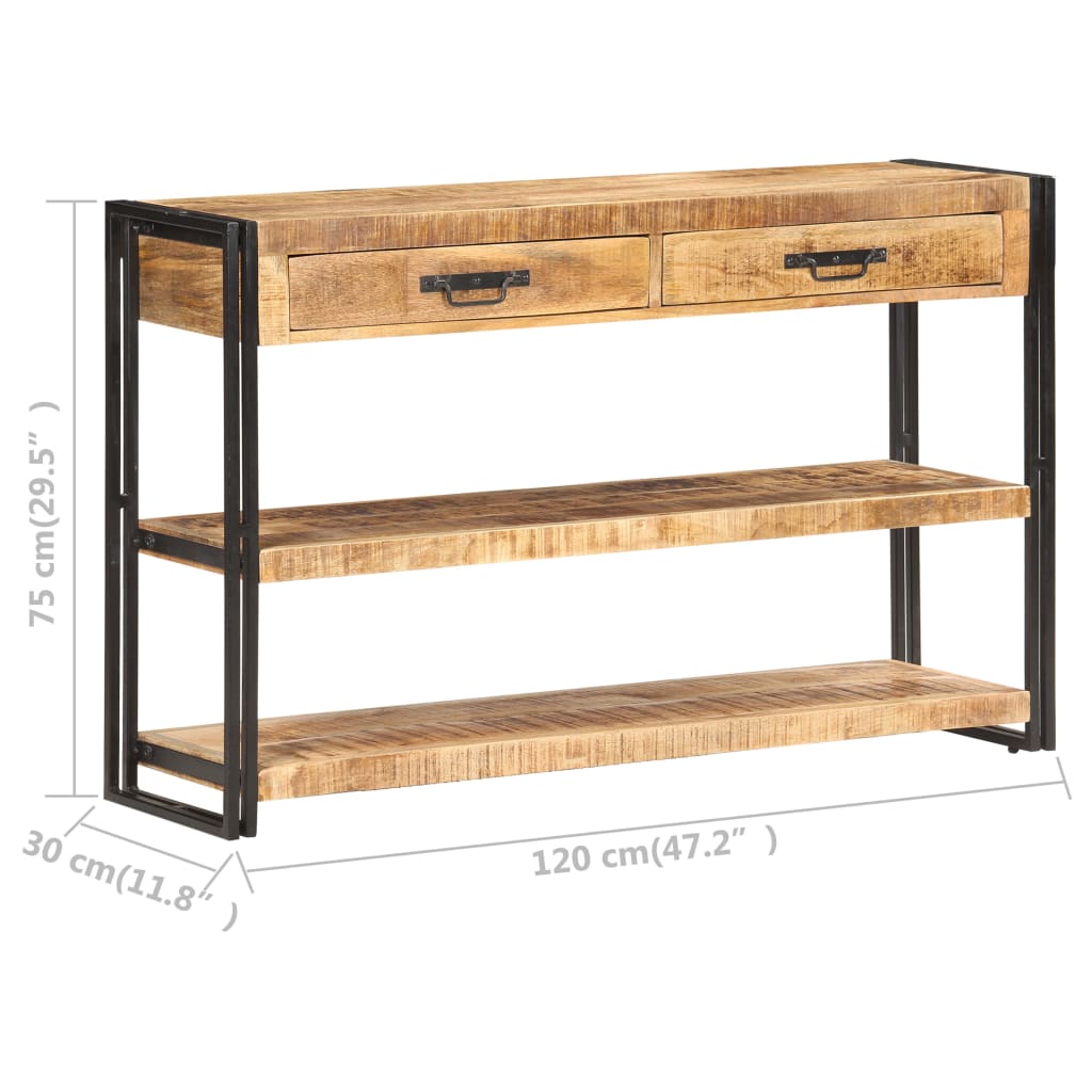 vidaXL Sideboard 120x30x75 cm Solid Rough Mango Wood