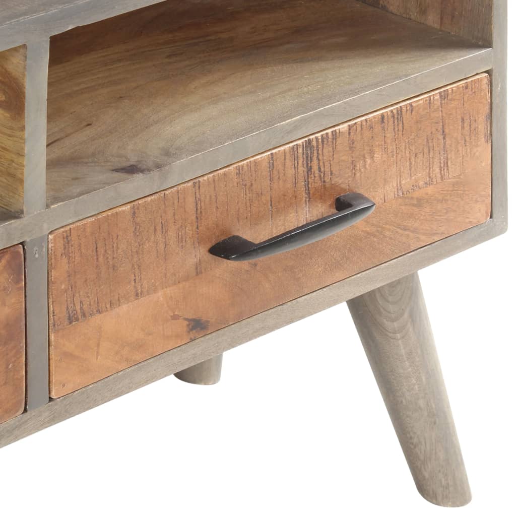 vidaXL TV Cabinet Grey 130x35x51 cm Solid Rough Mango Wood