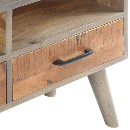 vidaXL TV Cabinet Grey 130x35x51 cm Solid Rough Mango Wood